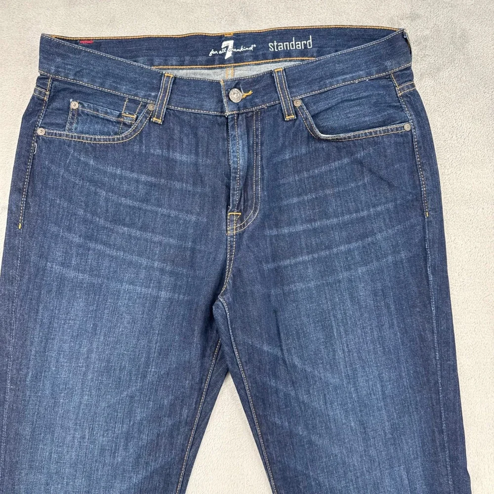 7 For All Mankind Standard Mens Sz 34 Straight Leg Jeans Classic Dark Wash Blue